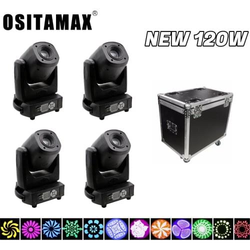 120W LED Gobo Spot Beam Moving Head Light DMX White Prism Club Lighting 4PCS+Flight Case