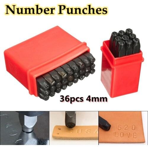 36pcs/set 4mm New Stamps Letters Alphabet Numbers Punch Set Wood Leather Steel Punch Tool Leather Craft Stamp