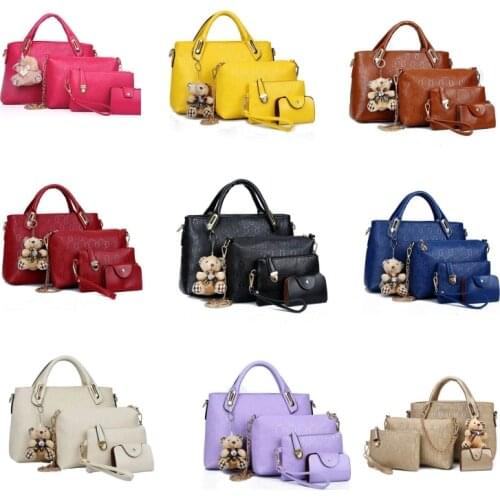 4PCS/Set Women Lady Leather Handbag Shoulder Bags Tote Purse SatchelMessenger LX9F