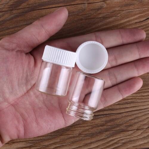 5pcs 15ml 30*40mm Clear Glass Bottles with White Plastic Caps Glass Jars Potion bottles Glass Vials Spice Jars