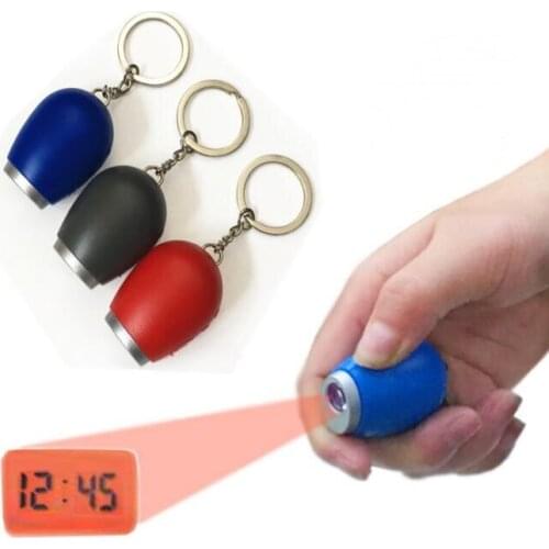 500PCS Portable Digital Time Projection Clock Mini LED Watch Night Light Projector Flashlight With Hanging Rope or key chain
