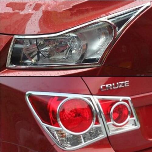 ABS Chrome Front Rear Trunk Headlight Tail Light Lamp Cover Trim Styling Garnish Bezel Molding For Chevrolet Cruze 2009-2014