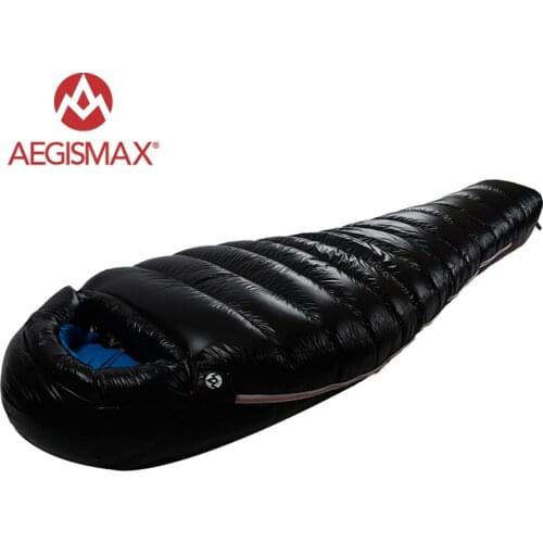 AEGISMAX 95% White Goose Down Mummy Camping Sleeping Bag Cold Winter Ultralight Baffle Design Hiking Camping Splicing FP800