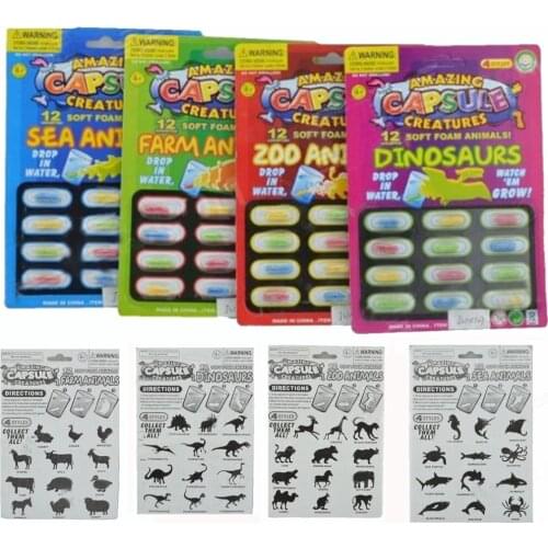 Besegad 4 Magic Soft EVA Grow Water Absorption Larger Pill Various Capsule Expansion Animal Creatures Toy Gags Practical Jokes