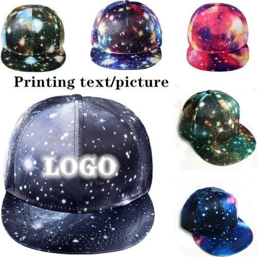 Printed Logo Hats Factory Price DIY Tie-dye Starry Sky Cartoon Pattern Baseball Cap For Women Men Custom Logo Snapback Cap