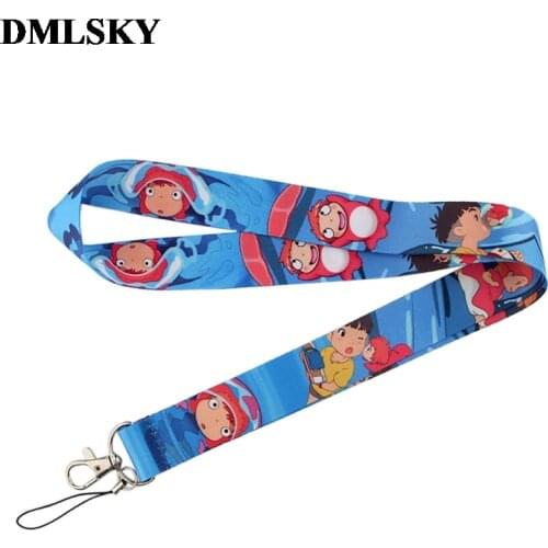 DMLSKY Ponyo on the cliff Lanyard Keychain Anime cute Lanyards for keys Badge ID Mobile Phone Rope Neck Straps Accessories M3864