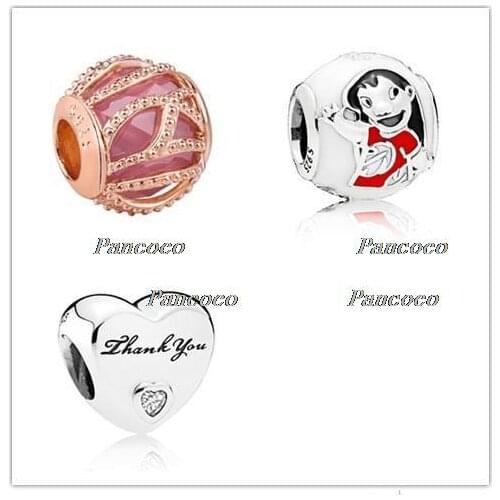 925 Sterling Silver Bead Rose Pink Intertwining Radiance Charm Fit Pandora Bracelet & Necklace Women DIY Jewelry