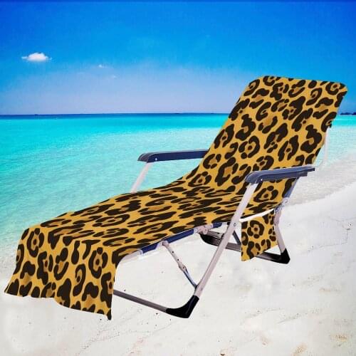Leopard Printed Beach Chair Cover Up Towel Outdoor Portable Quick Drying Microfiber Lounge Blanket For Hotel Garden Swim Pool