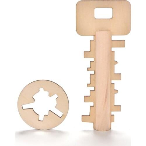 Wooden Toy Unlock Puzzle Key Classical Funny Kong Ming Lock Toys Intellectual Educational For Children Adult
