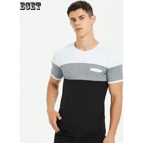 New Streetwear Casual Mens T-shirt Business Casual Striped Slim Round Neck Short Sleeve T-shirt Top Mens Clothing