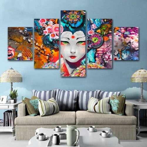 Canvas Painting Pictures Home Decoration 5 Piece Japanese Actress Modern Flower Printed Poster For Living Room Hot Sale Wall Art