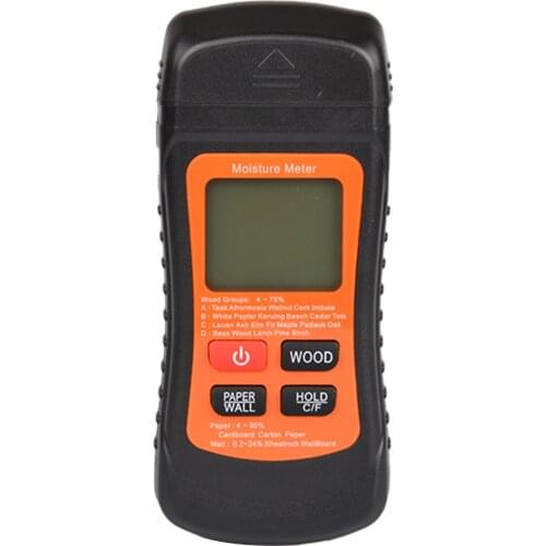 Wood Moisture Meter Paper Humidity Tester Wall Timber Damp Tester with Temperature Digital LCD Display