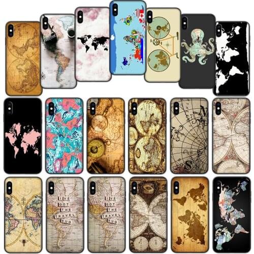 World Map Classical Soft Cover Case for iPhone 12 11 Pro X XS XR Max