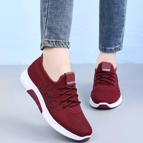 MCCKLE Women Vulcanized Shoes Sneakers Ladies Knitted Breathable Lace Up Walking Shoes Womens Casual Comfort Flats Female Light