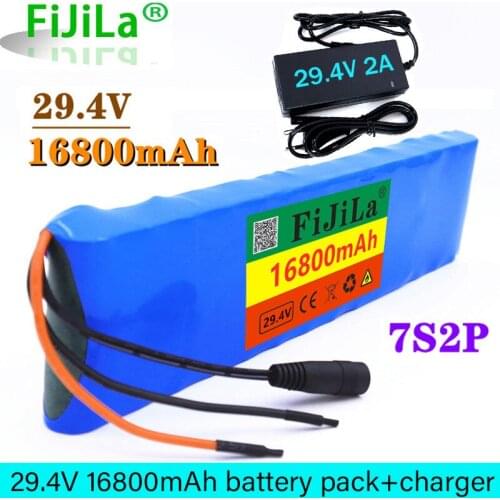24V 16.8Ah 7S2P 18650 li-ion Rechargeable battery pack 29.4v 16800mAh electric bicycle moped Balancing scooter+2A Charger
