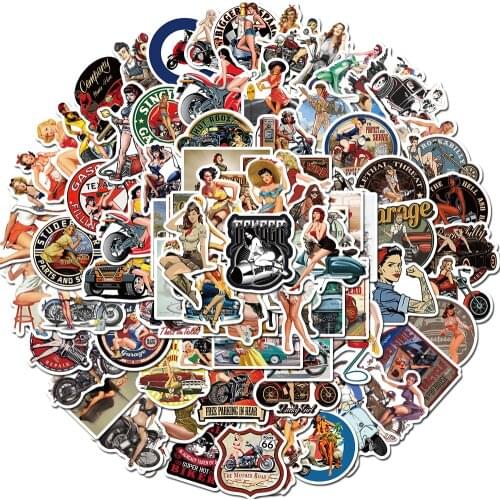 50/100Pcs Europe and America Retro girl pin up girl Sticker Decoration Stationery Sticker DIY Ablum Diary Scrapbooking Sticker