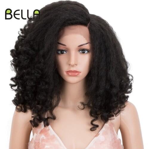 Bella Curly Hair Synthetic Lace Wig Braided Dreadlock Big Hair Wig For Black Women 14 inch Kinky Curly Hair Synthetic Front Wig