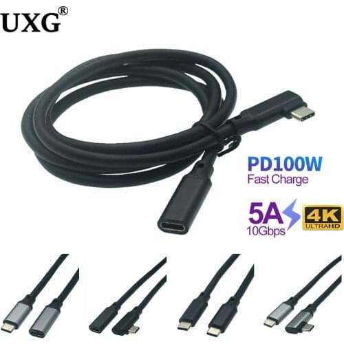 PD 100W USB C To USB C Charging Male Female 3.1 Cable For Samsung S10 S20 MacBook Pro IPad Quick Charger 4.0 Fast Charging Cord