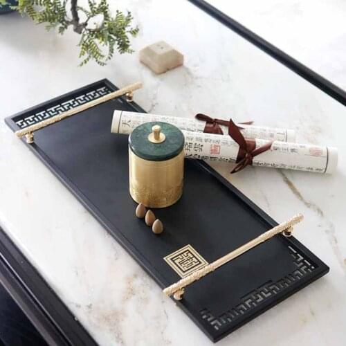 Chinese Ruyi Golden Hoop Tray Creative Luxury Model Room Villa Coffee Table Storage Decor Metal Tray Zen Decoration Accessories