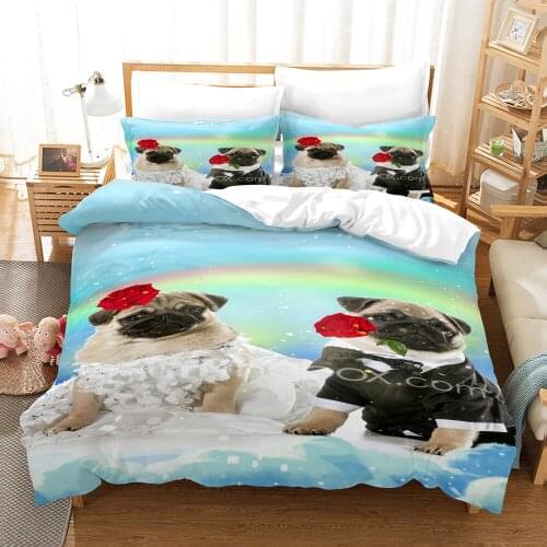 Dropshipping SINGLE only 1 Pillowcase Queen Size Bedding For Boys Duvet Cover Set Bedding Rainbow Dog N022 Animal Cartoon Gife