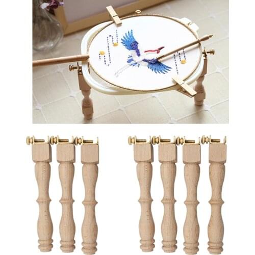 Adjustable Portable Wooden Embroidery Hoop Stand Legs Set with Screws Needlework Cross Stitch Frame Replacement Leg