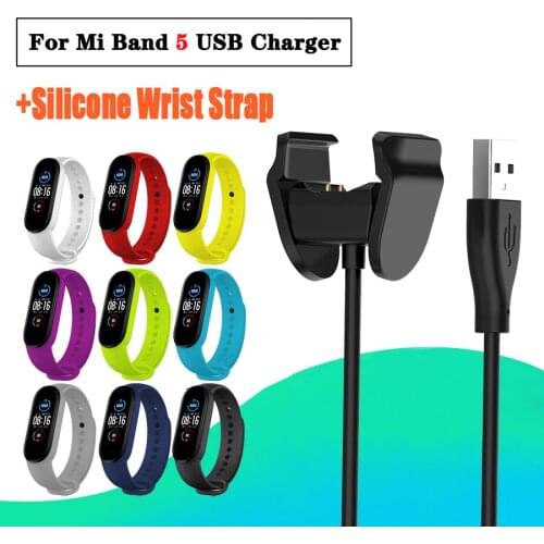 For Mi Band 5 Strap Silicone Wrist Band Bracelet for Xiaomi Mi Band 5+USB Charger Cable Dock for Miband 5 Strap Correa Accessory