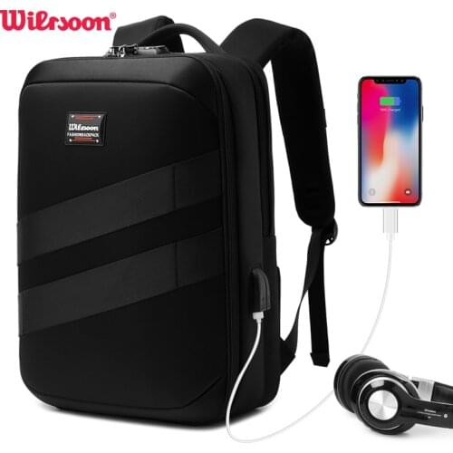 WIERSOON Anti-thief USB Backpack Male 15.6 inch laptop Bags for Men Multi-layer School Bag Male Travel Mochila