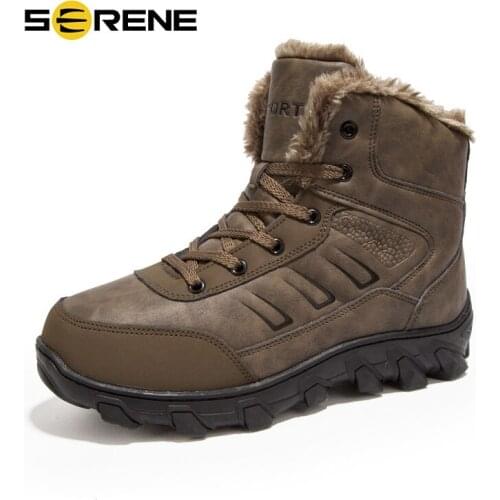 SERENE Mens Winter Warmest Big size 48 Boots Military Tactical Male Work Safety ManLeather Tooling Russian style Men Snow Boots