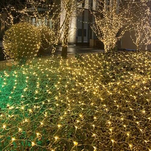LED Net String Lights 1.5x1.5m Connectable Mesh Fairy String Lamps 8 Modes Waterproof Hanging Lighting Garden Wedding Decoration