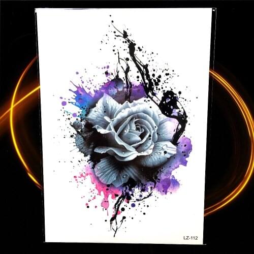 Waterproof 3D Graffiti Inking Rose Temporary Tattoo Sticker Large Fake Flower Arm Leg Tatoo For Women Henna Flash Tattoo Sticker