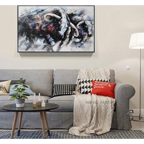 High Skills Artist Hand-painted Modern Abstract Bull Oil Painting For Wall Decoration Abstract Strong Bull Oil Painting