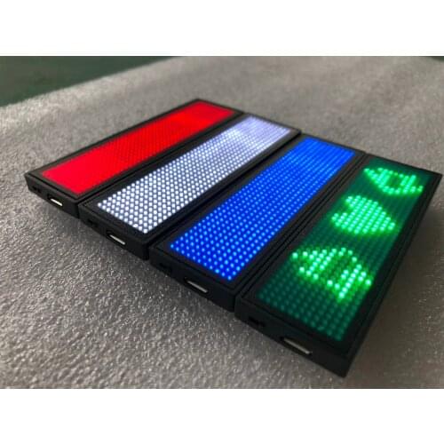 HD-NT44 Red Color Scrolling Message Led Name Badge , 44x11 Pixel Single Color USB Rechargeable Led Name Tag For chest card Label
