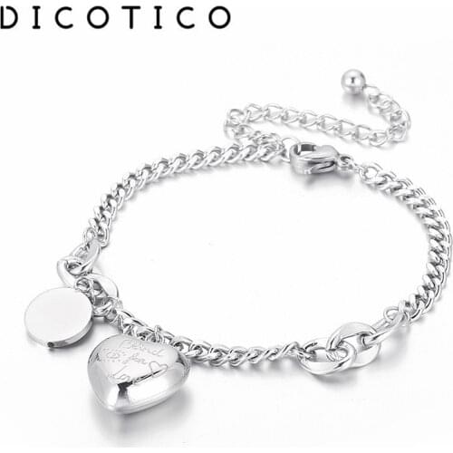 Heart Wrist Bracelet For Women Tri-Color Stainless Steel Chain Pulseras Jewelry Accessories Fashion Bracelet All-Match Clothes