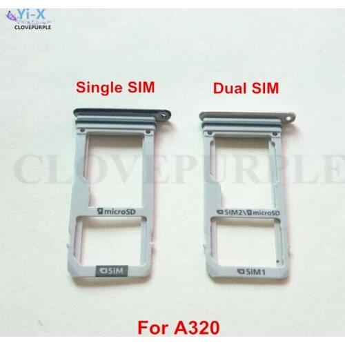 1PCS Single/Dual SIM Card Tray Slot SD Card Holder Adapter Spare Parts For Samsung Galaxy A320 A3 2017