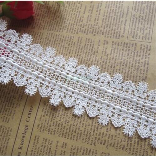 1 yard 55mm Soluble Polyester Flower Embroidered Fabric Lace Trim Ribbon Handmade DIY Sewing Craft For Costume Hat Decoration
