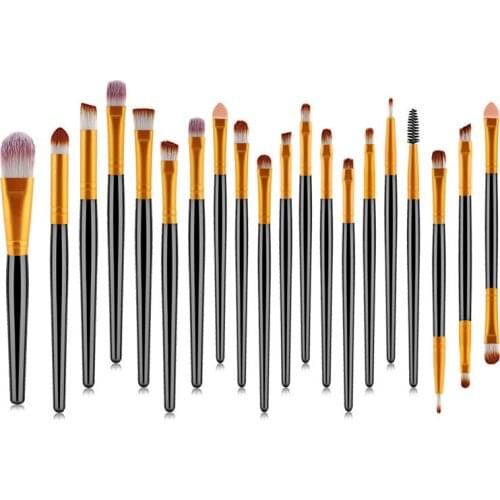 20Pcs Makeup Brushes Set Black Gold Wooden Handle For Eye Shadow Powder Eyeliner Eyelash Eyebrow Make Up Brush Beauty Tool