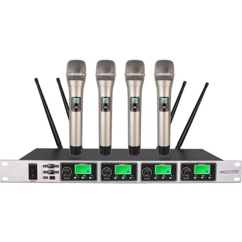 4 Channel wireless microphone UHF PLL Karaoke microphone Vocal stage mic Professional for church