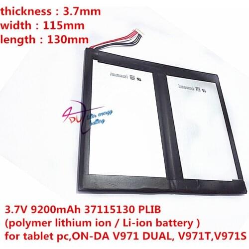 7 line plug 3.7V 9200mAh 37115130 (polymer lithium ion / Li-ion battery ) for tablet pc,ON-DA V971 DUAL, V971T,V971S