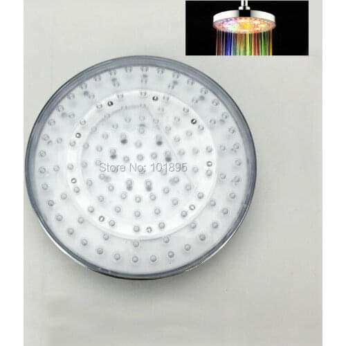 ABS Material 3 Colors and 7 Colors of LED Lights No Need Battery 8 Inch Rainfall LED Shower Head