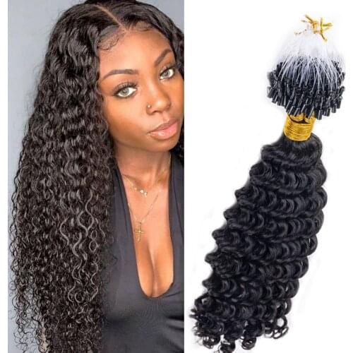 Fast Shipping 100 Strands/Pack Deep Curly Micro Loop Hair Extensions For Black Women Human Hair Brazilian Remy Micro Ring Hair