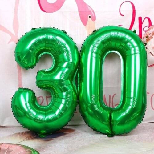 32inch Green Number Foil Balloon Figure Globos Digit Air Balloons Birthday Baby Shower Anniversary Wedding Party Supplies 1pc