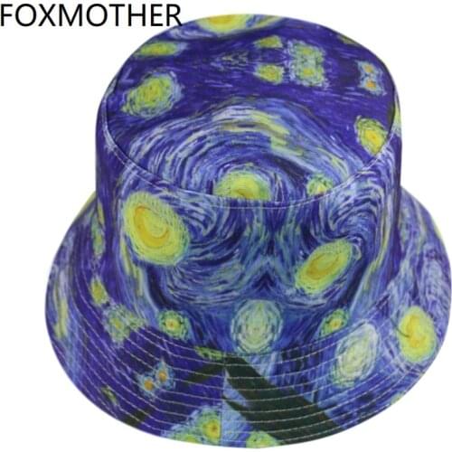 FOXMOTHER New Fashion Woman Cap Summer Painting Bucket Hats For Womens Mens Sun Chapeau Gorro 2020