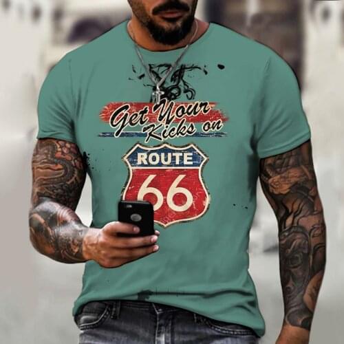 New Mens T-shirt Loose Clothes Retro Short Sleeve Fashion 66 Letter Printing O-Neck Mens T-shirt