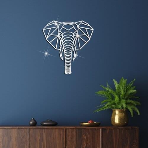 Geometric animal elephant wall sticker Childrens room Decor cartoon stickers Acrylic self-adhesive 3D mirror sticker custom