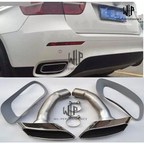 X6 E71 Stainless steel muffler exhaust pipe end tips exhaust tail throat Car styling For BMW X6 E71 08-11