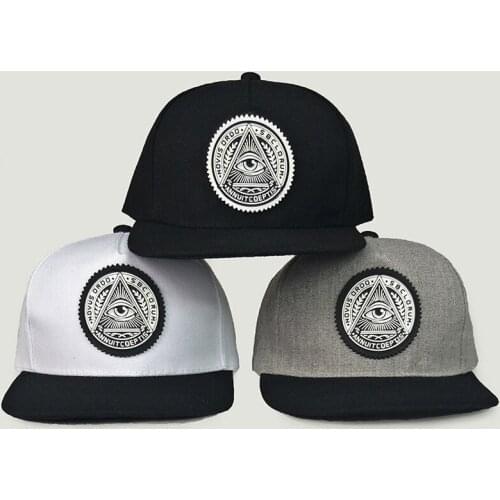 Classic 5 Panels Cotton Snapback 3d God Eyes Plastic Patch Mens Flat Brim Baseball Cap Hip Hop Hat and Cap for Men&women