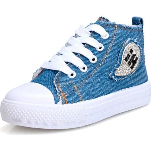 New Girls Canvas Shoes High-top Lace Up Children Fashion Sneakers Spring Autumn Kids Casual Trainer Shoes Espadrilles for Girl