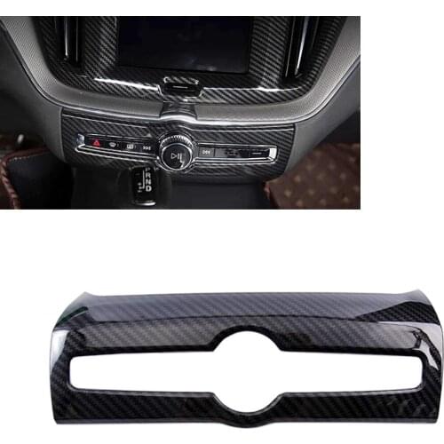 JEAZEA Car Styling Accessories ABS Carbon Fiber Interior Center Air Condition Adjustment Frame Cover Trim For VOLVO XC60 2018