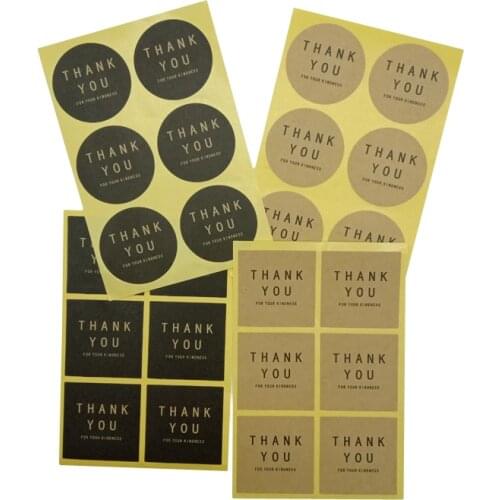 120pcs/lot round square"Thank you" adhesive seal sticker decorative kraft seal sticker for handmade products