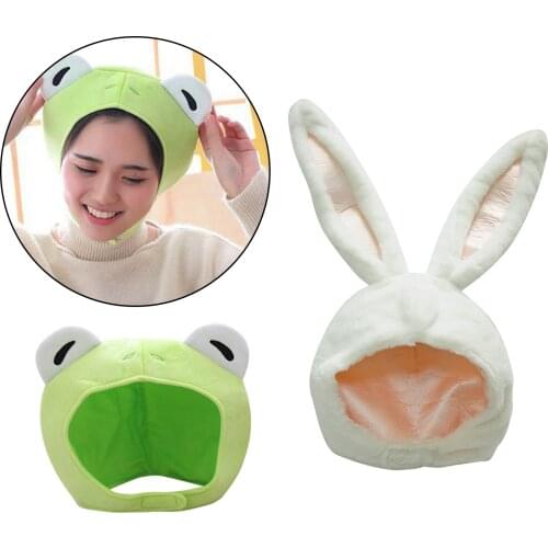 2pcs Girls Cute Rabbit Ear Hat Bunny Hat Funny Party Costume Earflap Frog Cap Head Warmer Photo Props Women Winter Cap Gift